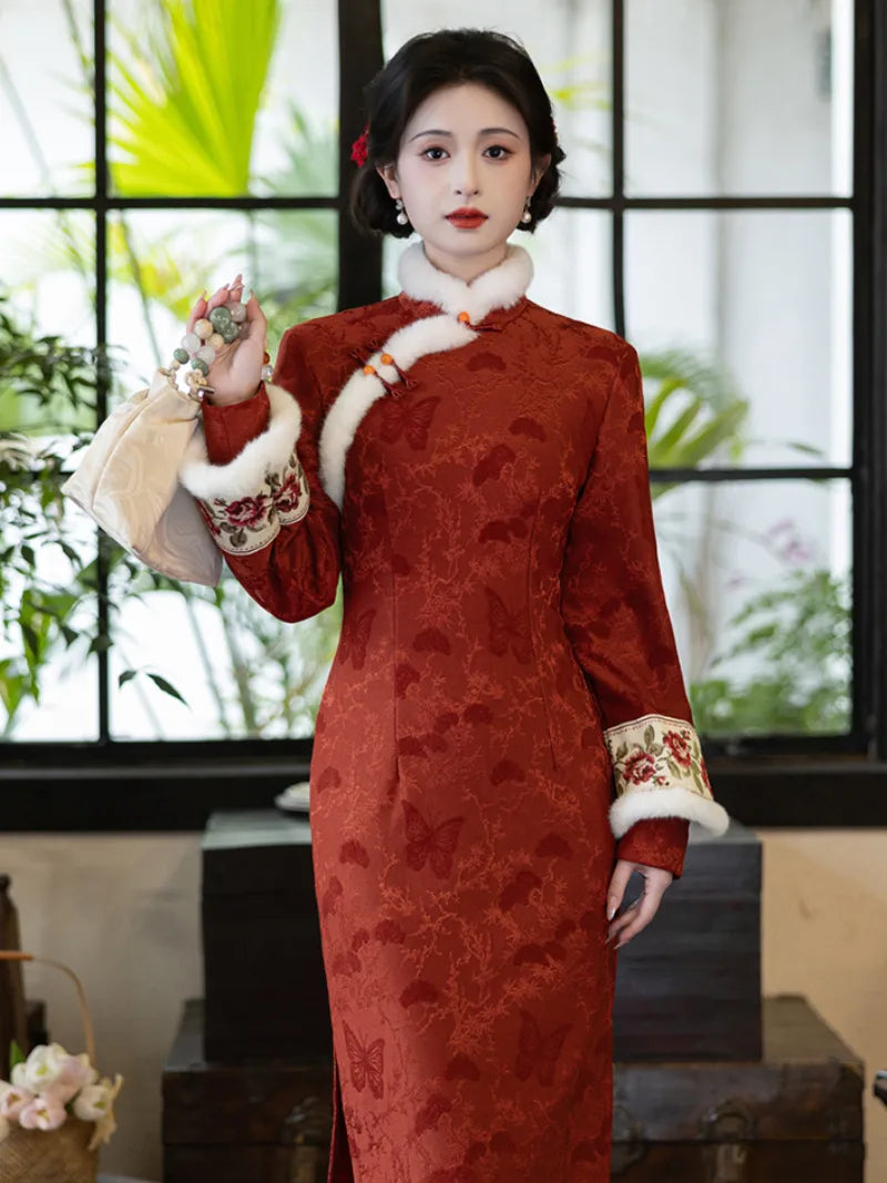 Chinese New Year Qipao for Women | Graceful Winter Dress