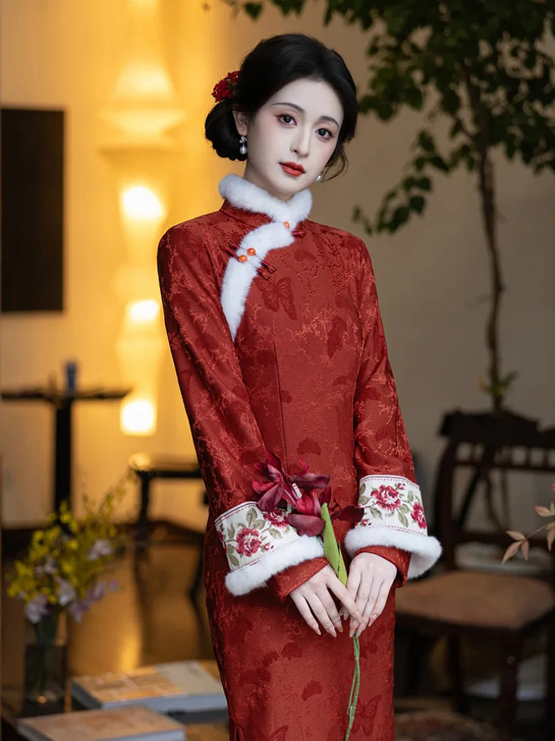 Chinese New Year Qipao for Women | Graceful Winter Dress