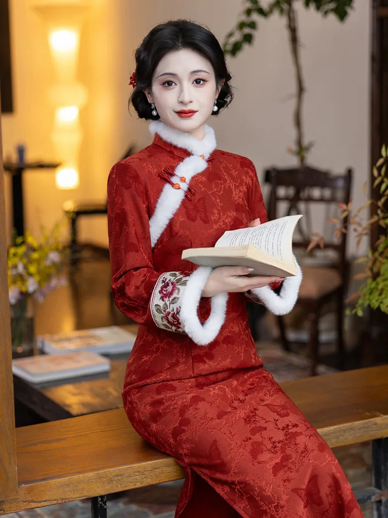 Chinese New Year Qipao for Women | Graceful Winter Dress