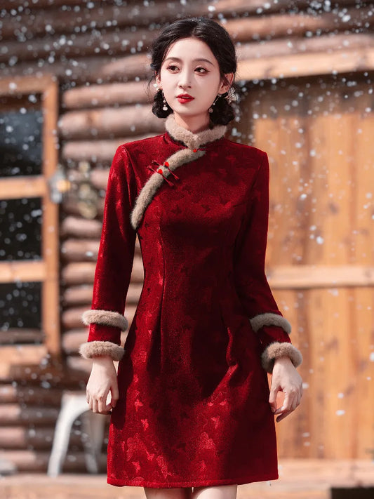 Chinese New Year Red Qipao | Graceful Petite New Year Dress