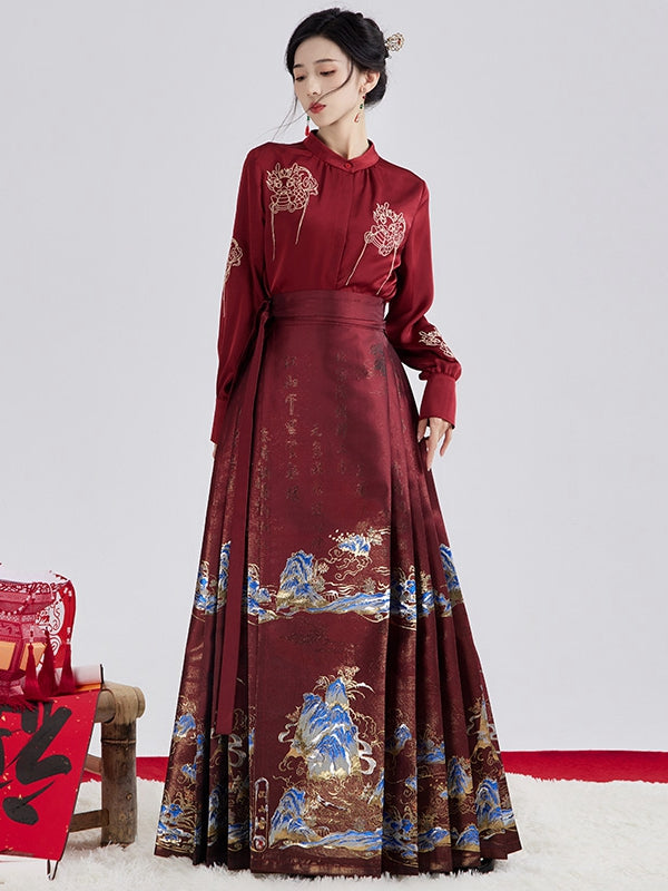 Chinese Style Red Wedding Hanfu Dress