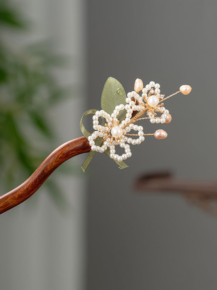 Chinese Traditional Hair Pin Pearl Flower Hair Clip