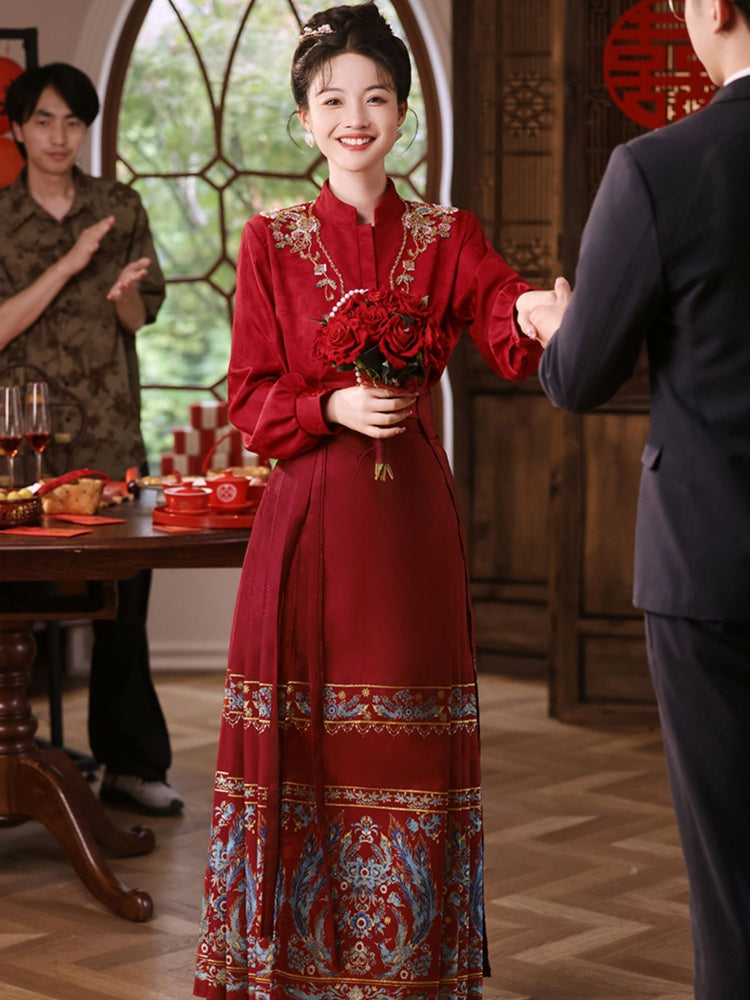 Chinese Wedding Dress Red Bride’s Engagement Hanfu