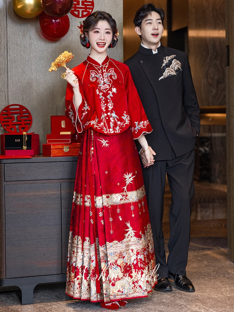 Chinese Xiuhe Wedding Dress Embroidered Engagement Dress