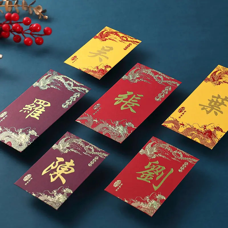 Customized Chinese Surname/Logo Dragon and Phoenix Red Envelopes