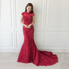 Custom Made Open Back Lace Qipao With Train | Charm