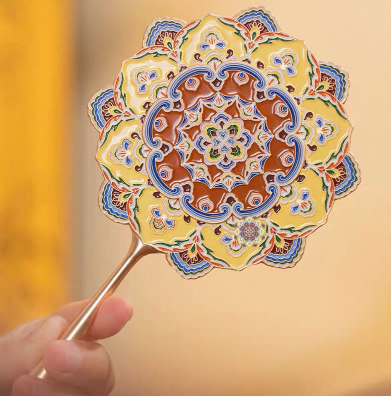 Dunhuang Lotus Caisson Chinese Hand Mirror