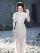 Elegant qipao with long sleeves featuring a refined collar and modern slim-fit silhouette for 2025 style