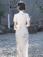 Elegant qipao with long sleeves featuring a refined collar and modern slim-fit silhouette for 2025 style