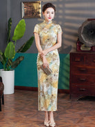 Elegant Floral Mulberry Silk Qipao Cheongsam Dress | Aurora