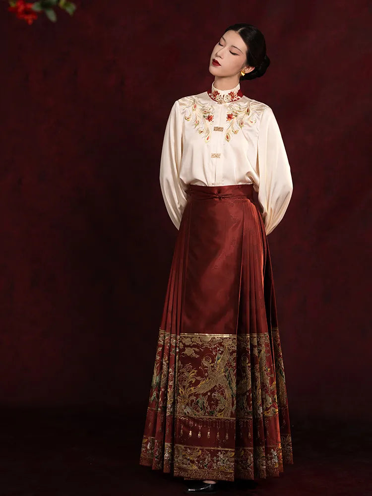 Embroidered Modern Hanfu Dress Chinese Wedding