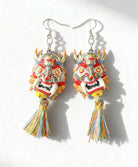 Azure Lion Mask Tassel Earrings | Ancient China Jewelry