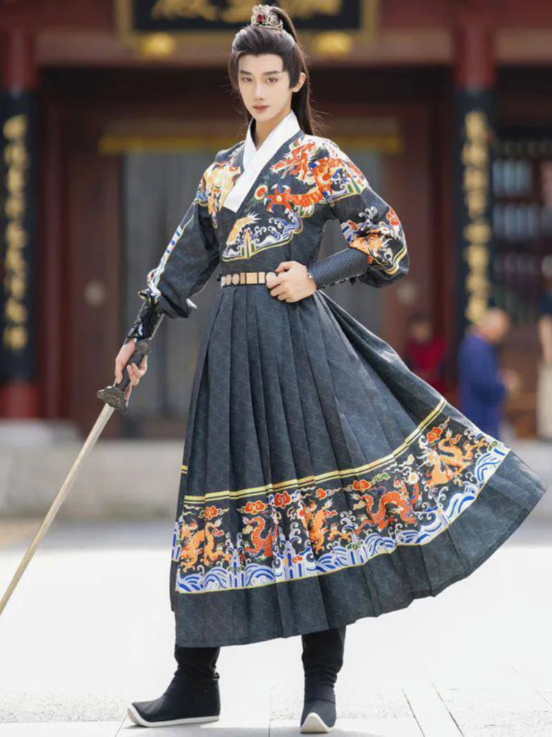 Feiyufu men’s Ming Dynasty Hanfu flying fish uniform with embroidered Chinese traditional design