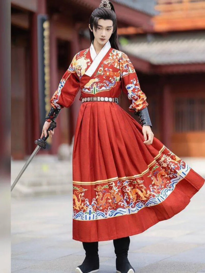 Feiyufu men’s Ming Dynasty Hanfu flying fish uniform with embroidered Chinese traditional design
