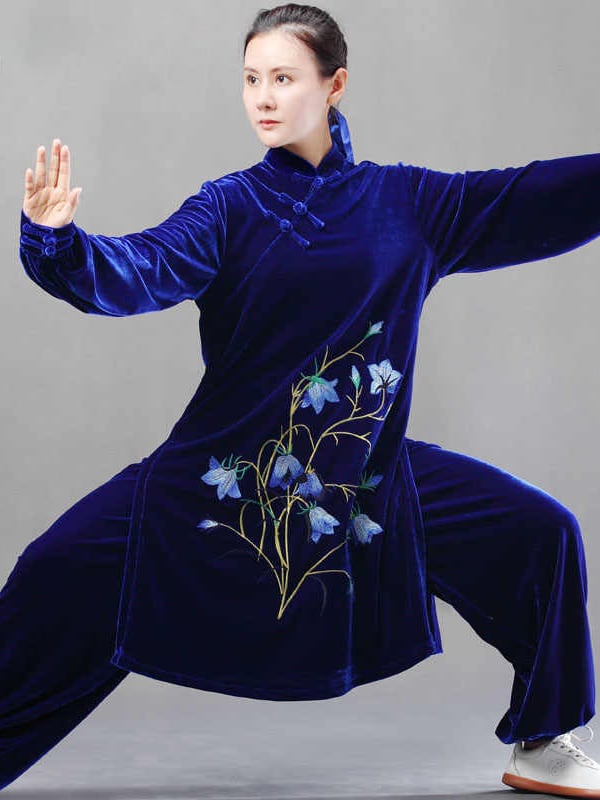 Gold Velvet Tai Chi Suits for Autumn and Winter