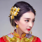 Golden Bridal Flower Hairpieces Set