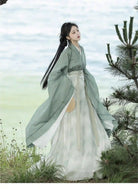Green  Wei Jin-style Flowing Hanfu Dress