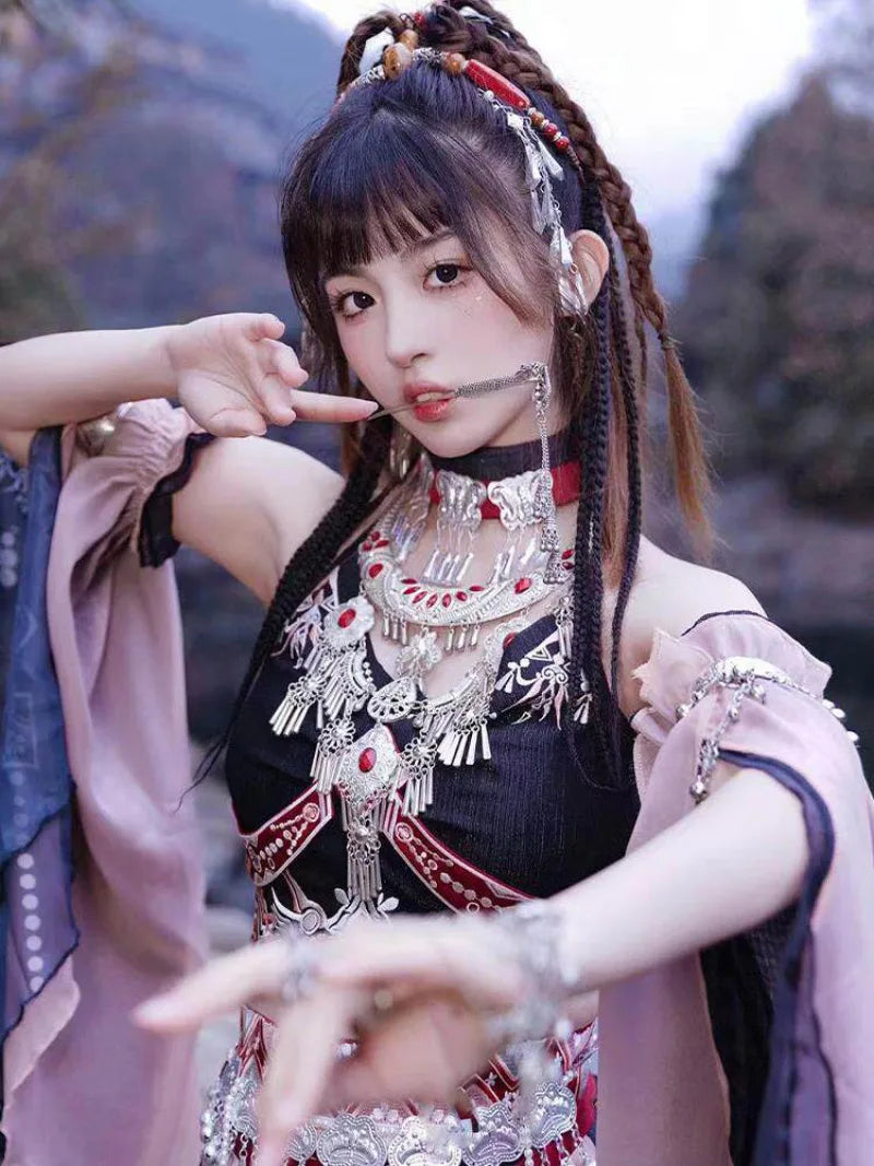 Chinese Style Hanfu Dancae Dress Black