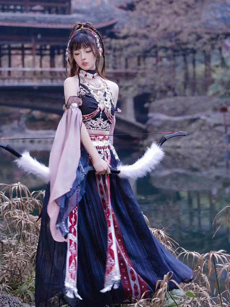 Chinese Style Hanfu Dancae Dress Black