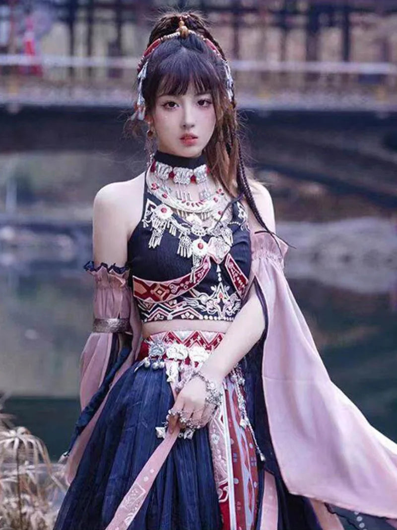 Chinese Style Hanfu Dancae Dress Black