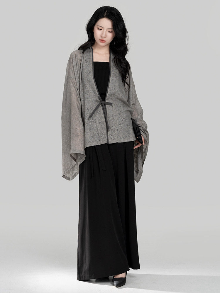 Wei Jin Inspired Hanfu for Women – Gray 4 Piece Layered Outfit