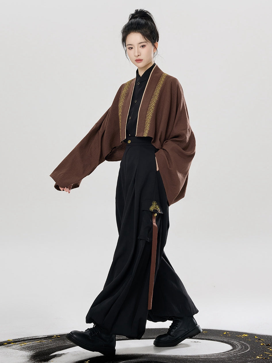 Modern Hanfu 3-Piece Set with Lantern Pants