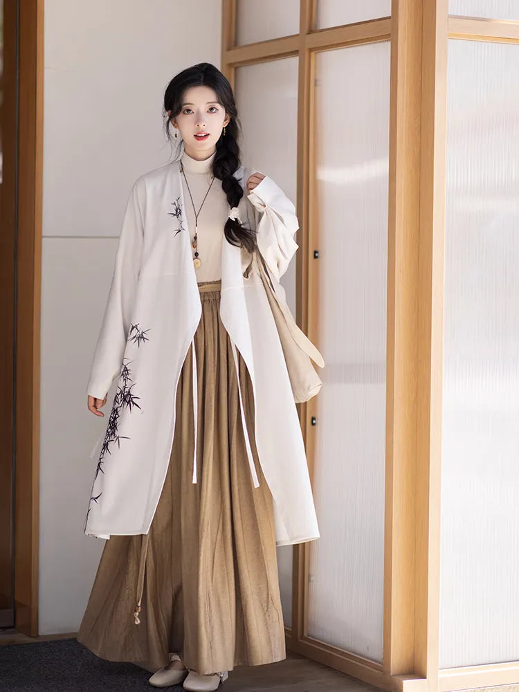 Casual Hanfu Coat with Ink Bamboo Print