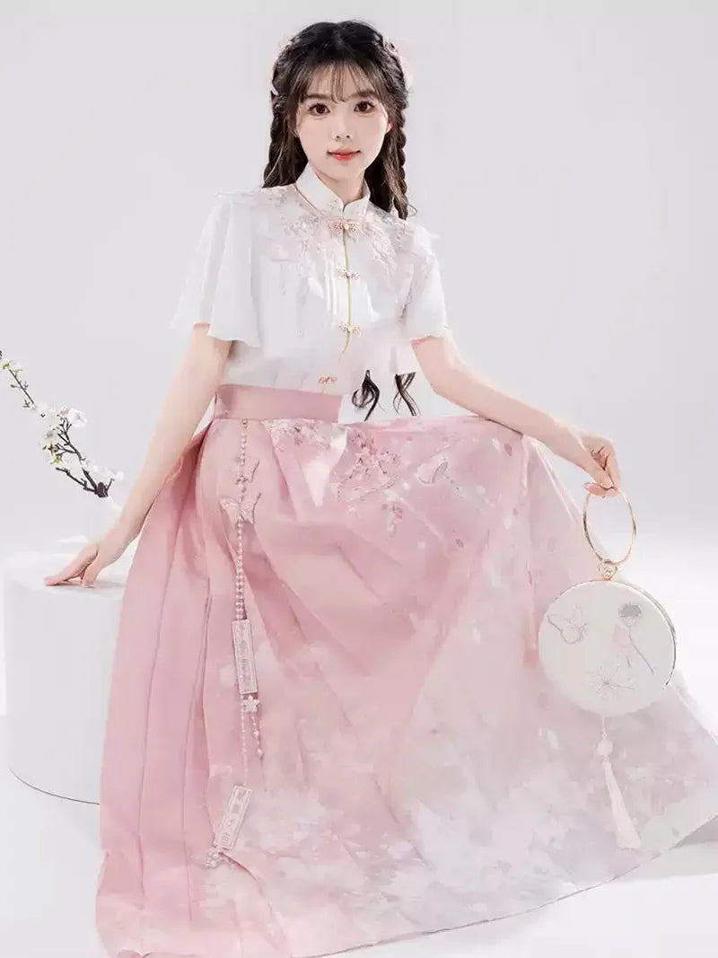 Hanfu Modern Outfit Pink Set New Chinese Style for Women