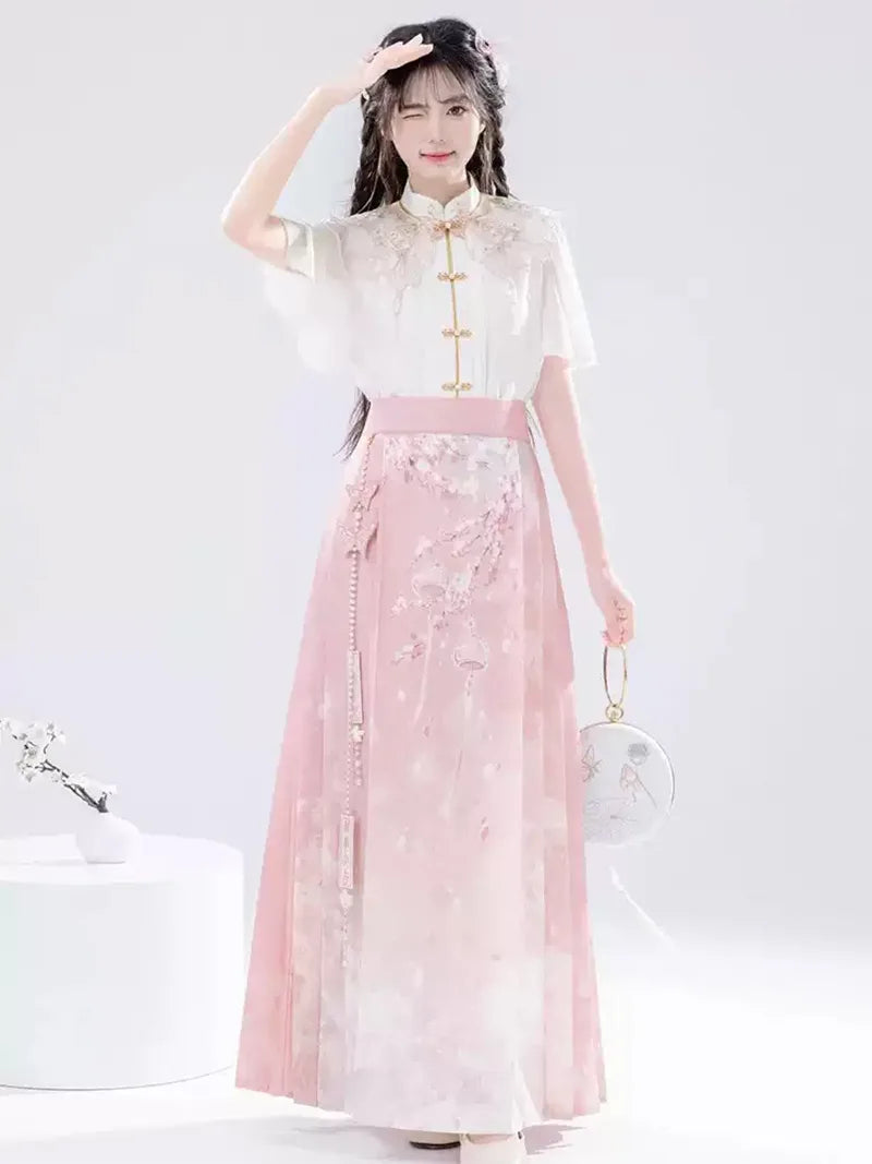 Hanfu Modern Outfit Pink Set New Chinese Style for Women