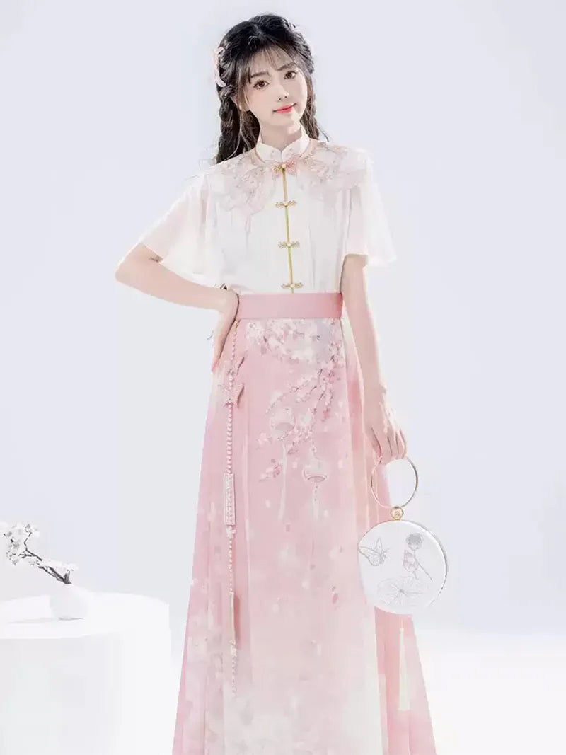 Hanfu Modern Outfit Pink Set New Chinese Style for Women