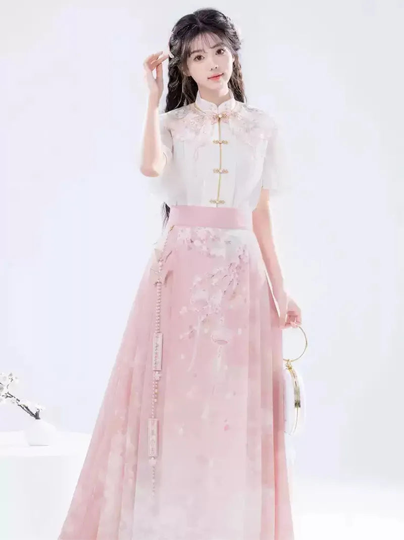 Hanfu Modern Outfit Pink Set New Chinese Style for Women