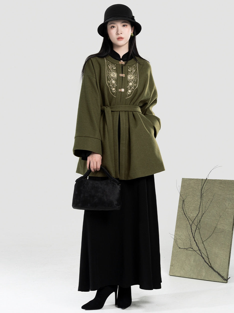 Chinese Winter Coat for Women with Long Dress – 2 Piece Set