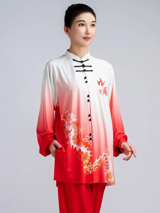 Dragon Print Tai Chi Uniform – Women’s Gradient Performance Set