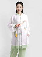 Tai Chi Costume for Women – White Hand-Painted Set