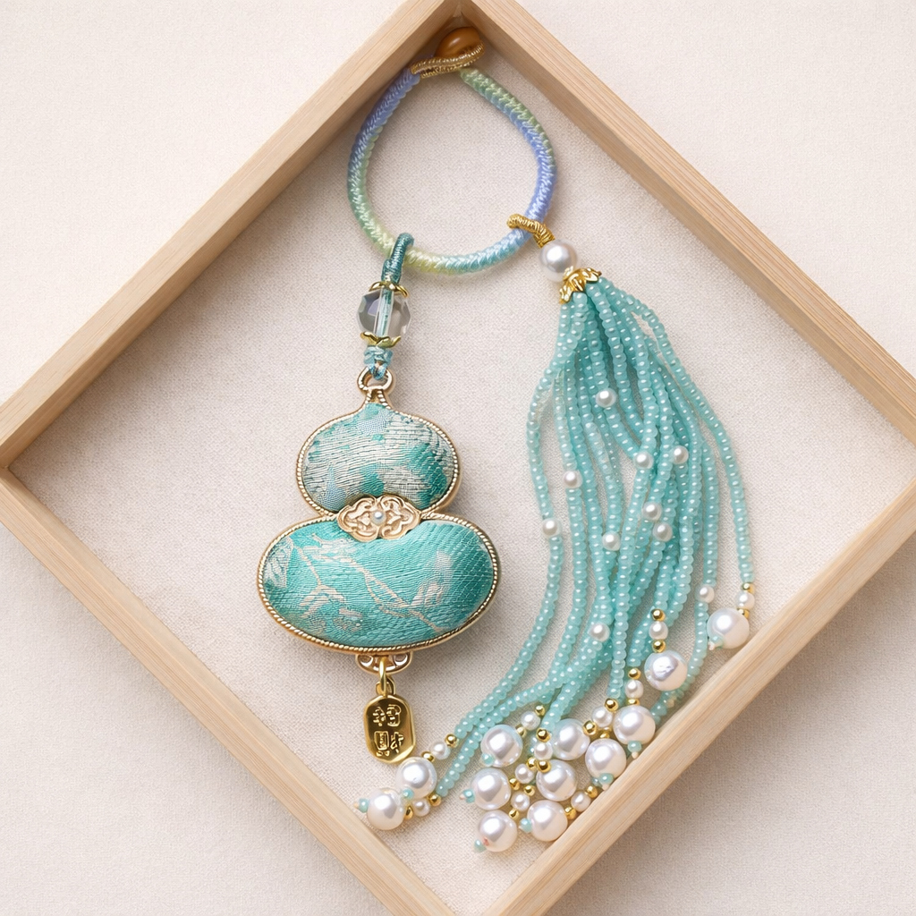 Chinese Song Brocade Gourd Bag Charm & Keychain