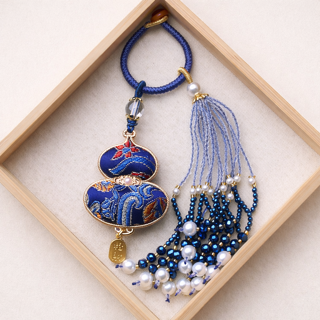 Chinese Song Brocade Gourd Bag Charm & Keychain