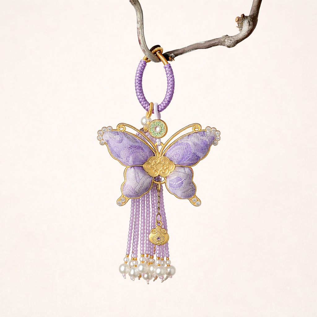 Chinese Song Brocade Butterfly Bag Charm & Keychain
