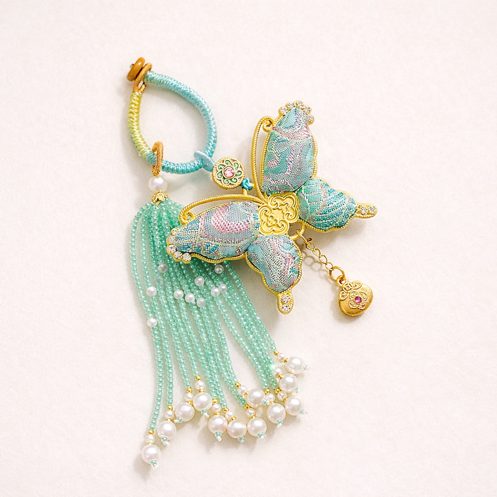 Chinese Song Brocade Butterfly Bag Charm & Keychain