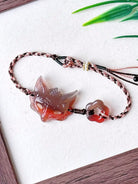 Natural Agate Fox Spirit Bracelet with Basic Hand-Braided Chinese Cord