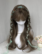 Jade Forest Twin Braid Wig | Hanfu Style with Green Ribbon