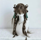 Jade Butterfly Hanfu Braided Wig with Green Tassel and Butterfly Hair Accessories