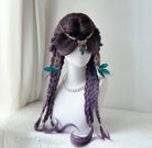 Desert Sorceress Twin Braid Wig with Turquoise Bead Crown and Feather Accessories