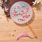 Red Blooms Traditional Chinese Round Hand Fan