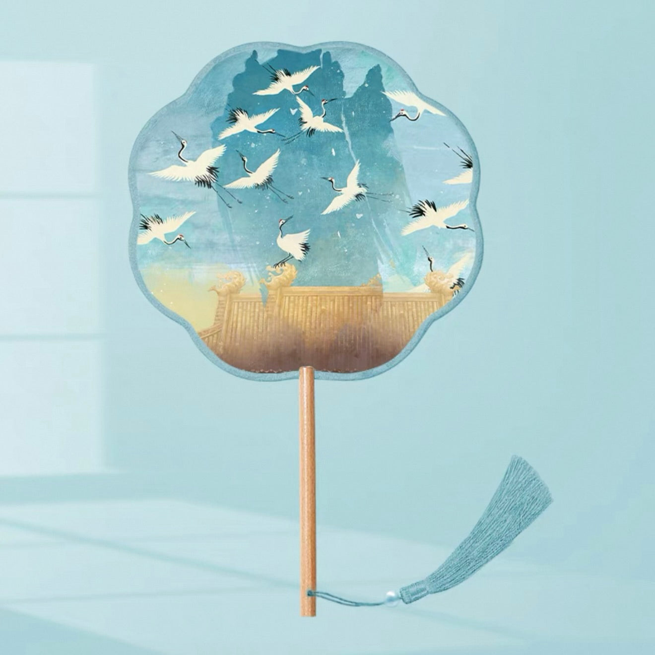 Crane Traditional Chinese Round Hand Fan