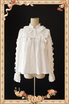 Warm Tea - Cute Ribbon Long Sleeves Cotton Blouse