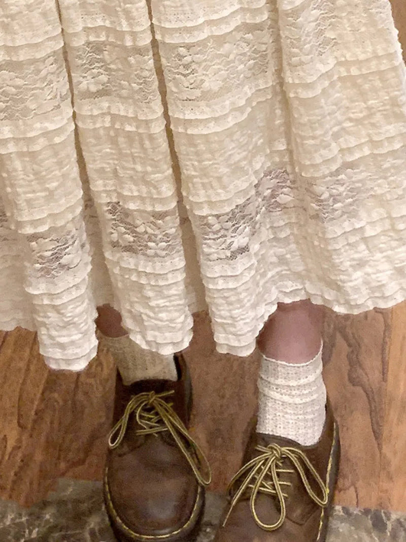 Rice Grain 米豆 Hanyuansu Han Element Cotton Lace Skirt