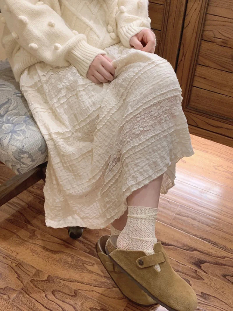 Rice Grain 米豆 Hanyuansu Han Element Cotton Lace Skirt