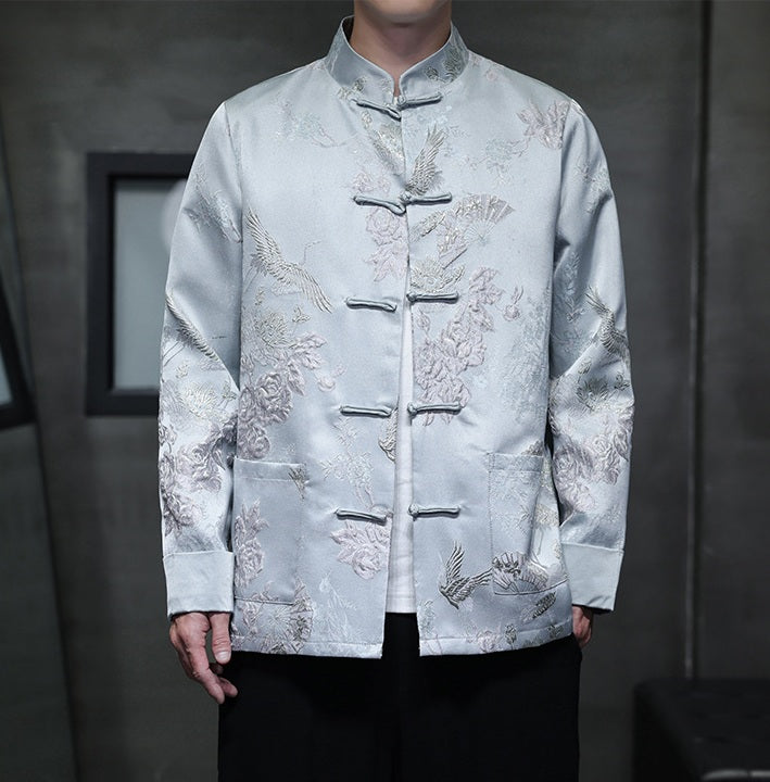 Light Blue Jacquard Brocade Tang Jacket