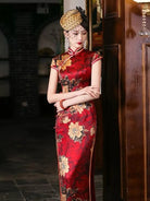 Mulberry silk, Floral pattern, High-end long Qipao