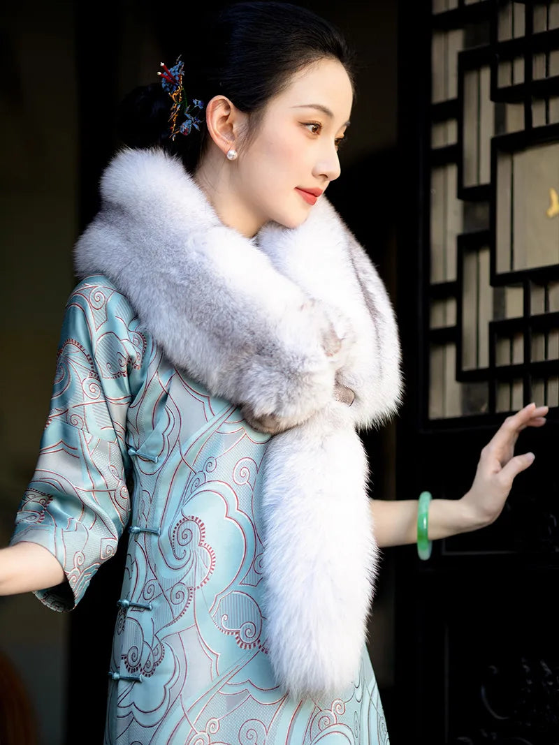 Elegant loose cheongsam with Art Deco pattern and relaxed vintage silhouette